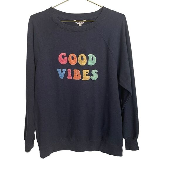 Wildfox "Good Vibes" Sweatshirt Small Blue Multicolored Size Small - Picture 1 of 8